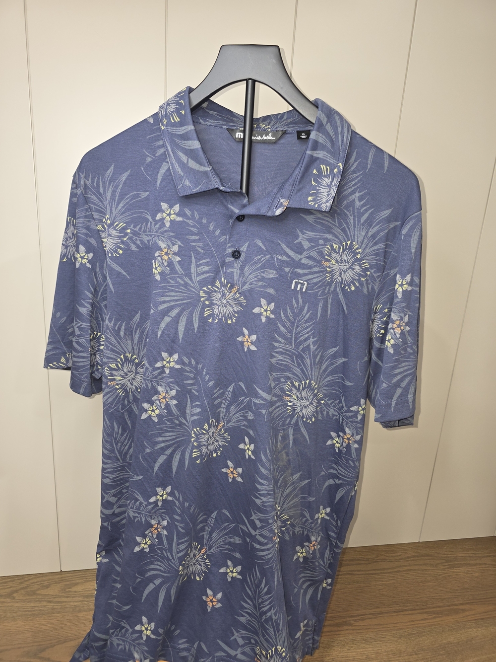 TravisMathew Blue Floral Polo - Men's Short Sleeve Tropical